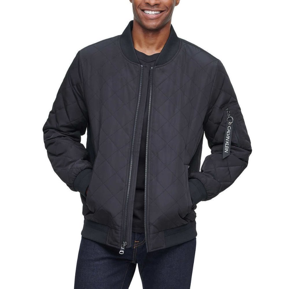 Calvin Klein Men's‎ Quilted Bomber Jacket - BLACK